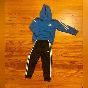 Adidas Hoodie & Track Pants 6 Small Blue Black